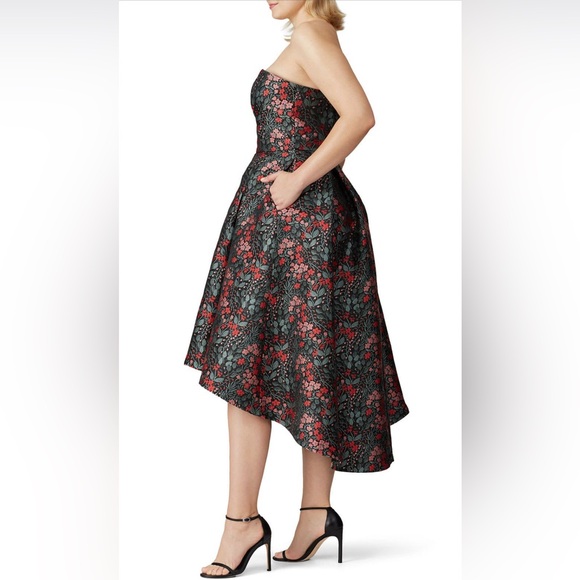 Hutch Strapless Black and Red Floral High Low Dress - Picture 3 of 5